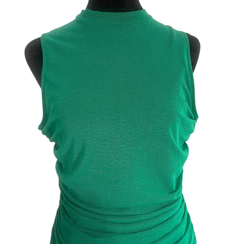 Lulus Privy Green Mesh Ruched Mock Neck Mini Sleeveless Bodycon Dress, Large - Picture 4 of 12